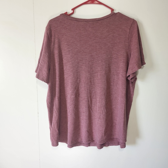Jessica Simpson Womens Flutter Sleeve V Neck Tee Mauve Rum Raisin XXL Soft Relax - Picture 4 of 8
